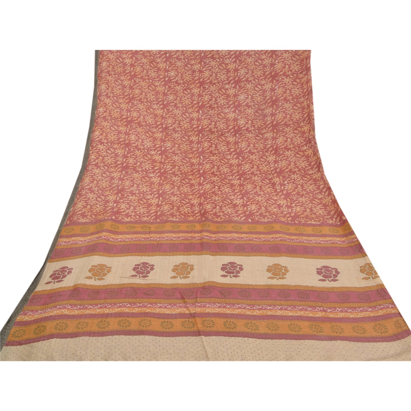 Sanskriti Vintage Red Heavy Sarees 100% Pure Woolen Sustainable Fabric Printed Sari