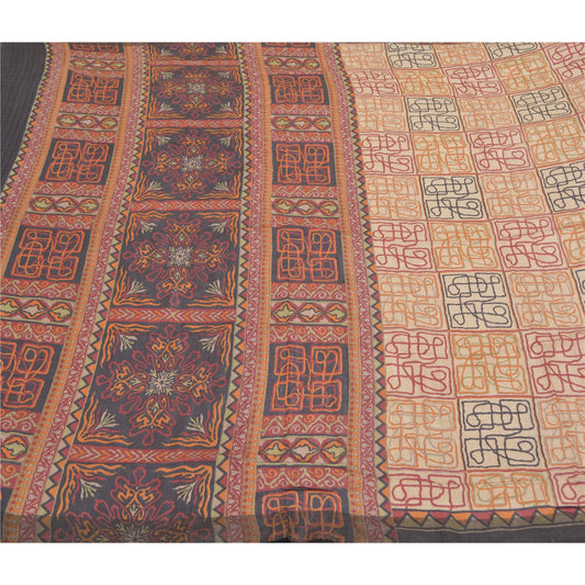 Sanskriti Vintage Sari 100% Pure Woolen Multicolor Indian Printed Sarees 5yd Craft Fabric