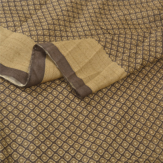 Sanskriti Vintage Heavy Ivory Sari 100% Pure Woolen Sustainable Fabric Printed Woven Sarees