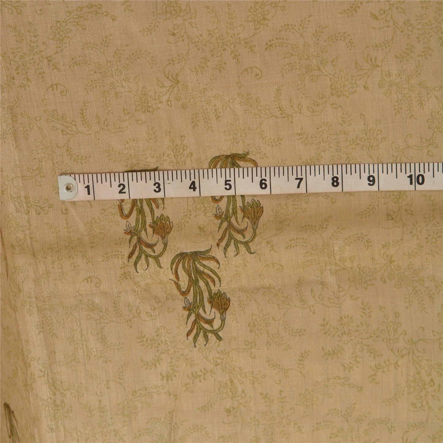 Sanskriti Vintage Heavy Sarees Pure Woolen Ivory Sustainable Fabric Printed Woven 5 YD Sari