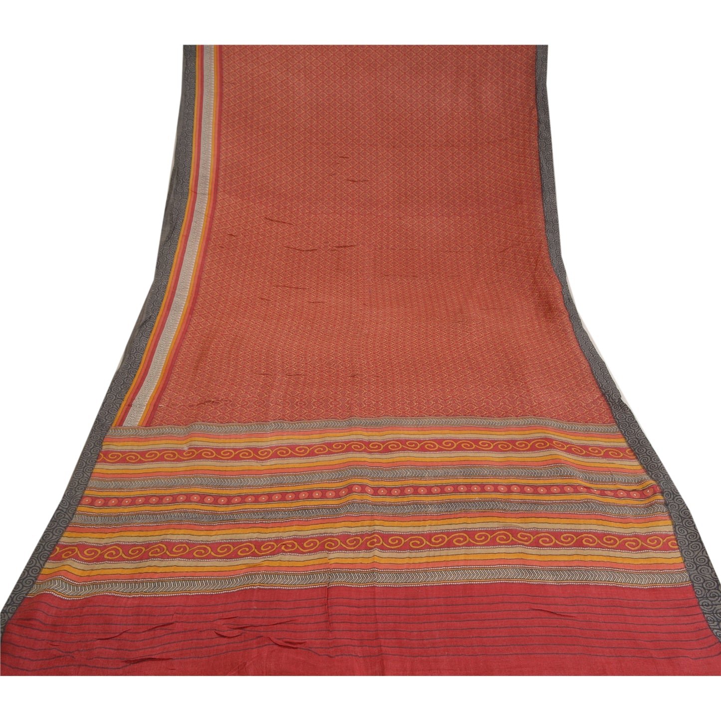 Санскритские винтажные тяжелые индийские сари из чистой шерсти красного цвета с устойчивым рисунком из ткани сари