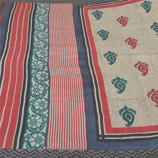 Sanskriti Vintage Heavy Indian Sarees 100% Pure Woolen Sustainable Fabric Printed Sari