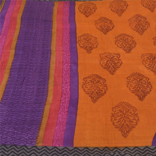 Sanskriti Vintage Heavy Purple Sarees Pure Woolen Sustainable Fabric Block Printed Sari