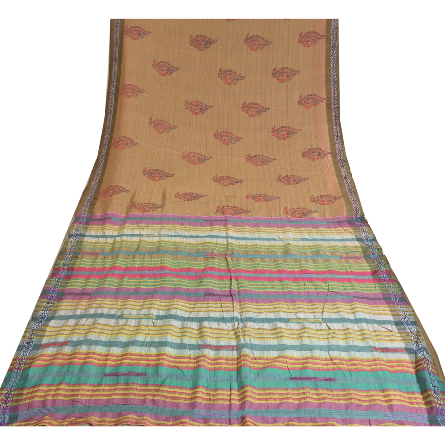Sanskriti Vintage Heavy Sarees Pure Woolen Sustainable Fabric Hand-Block Printed Woven Sari