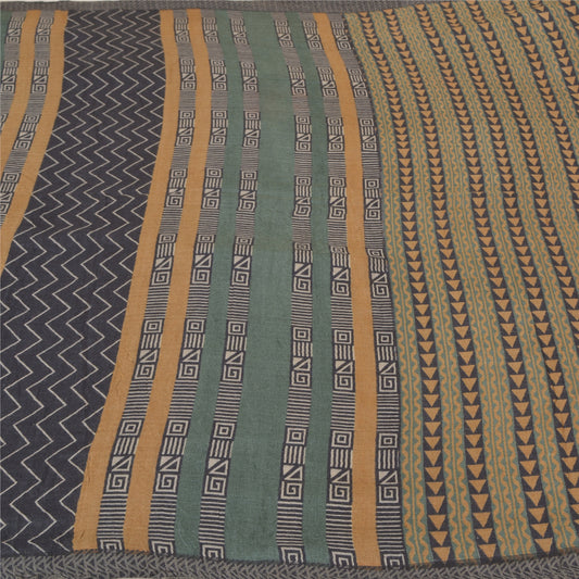 Sanskriti Vintage Heavy Indian Sarees 100% Pure Woolen Sustainable Fabric Printed 5 YD Sari