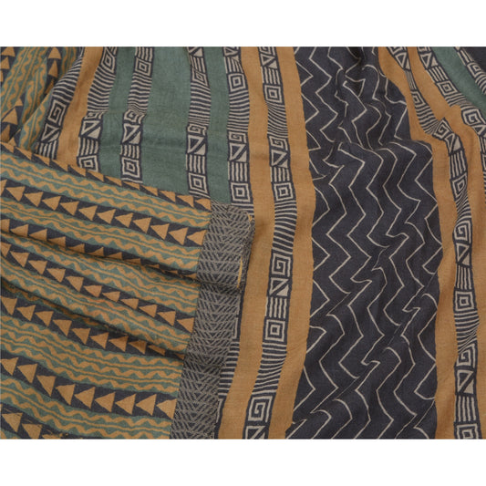 Sanskriti Vintage Heavy Indian Sarees 100% Pure Woolen Sustainable Fabric Printed 5 YD Sari