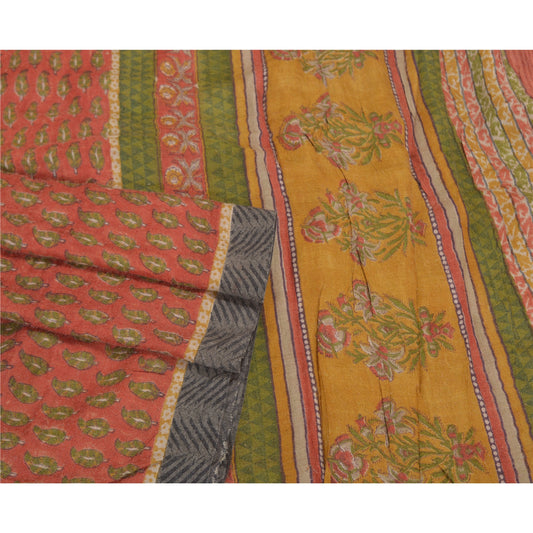 Sanskriti Vintage Red Heavy Indian Sarees 100% Pure Woolen Sustainable Fabric Printed Sari