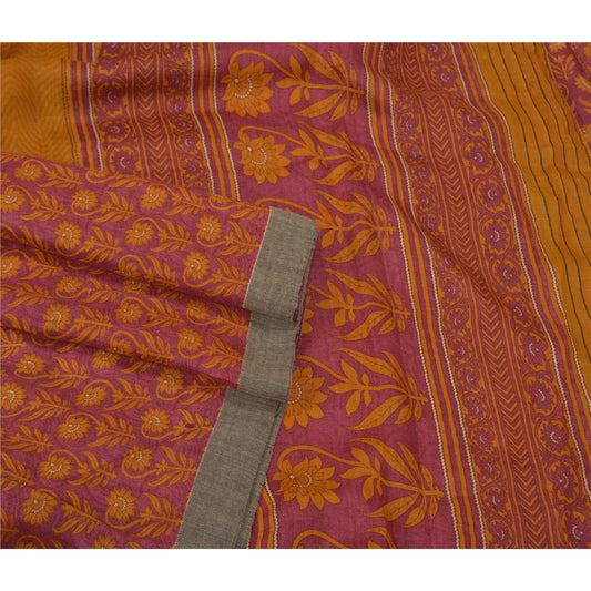 Sanskriti Vintage Red Heavy Indian Sarees 100% Pure Woolen Sustainable Fabric Printed Sari