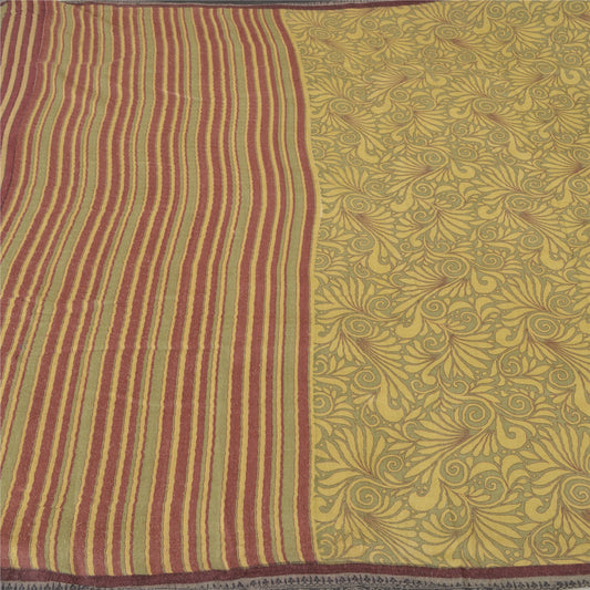 Sanskriti Vintage Green Heavy Indian Sarees 100% Pure Woolen Sustainable Fabric Printed Sari