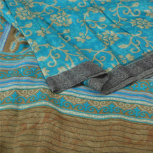 Load image into Gallery viewer, Sanskriti Vintage Blue/Brown Indian Sarees 100% Pure Woolen Fabric Printed Sari
