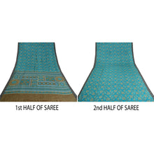 Load image into Gallery viewer, Sanskriti Vintage Blue/Brown Indian Sarees 100% Pure Woolen Fabric Printed Sari
