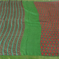 Sanskriti Vintage Green Heavy Sarees 100% Pure Woolen Fabric Printed Soft Sari