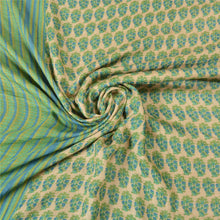 Load image into Gallery viewer, Sanskriti Vintage Green/Ivory Sarees Pure Woolen Printed &amp; Woven Sari /Fabric
