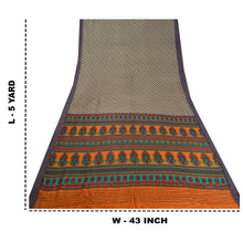Load image into Gallery viewer, Sanskriti Vintage Orange/Ivory Sarees Pure Woolen Printed &amp; Woven Sari /Fabric
