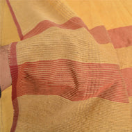 Sanskriti Vintage Cream/Red Indian Sarees 100% Pure Woolen Fabric Woven Sari