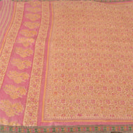 Sanskriti Vintage Pink Heavy Indian Sarees Pure Woolen Fabric Printed 5 YD Sari