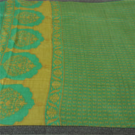 Sanskriti Vintage Green Heavy Indian Sarees 100% Pure Woolen Fabric Printed Sari