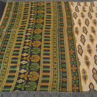 Sanskriti Vintage Ivory Heavy Indian Sarees 100% Pure Woolen Fabric Printed Sari
