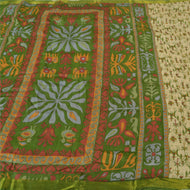 Sanskriti Vintage Green Heavy Sarees Pure Woolen Fabric Warli Printed Human Sari