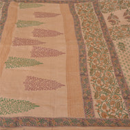 Sanskriti Vintage Peach Heavy Sarees 100% Pure Woolen Fabric Block Printed Sari