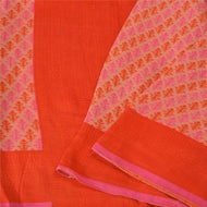 Sanskriti Vintage Peach/Red Sarees Pure Woolen Printed & Woven Sari /Fabric