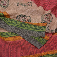 Sanskriti Vintage Multicolor Sarees Pure Woolen Block-Printed Sari /Fabric