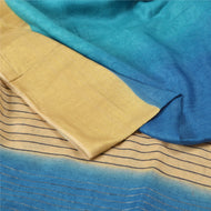Sanskriti Vintage Blue/Cream Sarees Pure Woolen Fabric Printed 5 Yard Sari