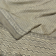 Load image into Gallery viewer, Sanskriti Vintage Ivory Sarees 100% Pure Woolen Hand-Block Printed Sari /Fabric
