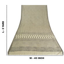Load image into Gallery viewer, Sanskriti Vintage Ivory Sarees 100% Pure Woolen Hand-Block Printed Sari /Fabric
