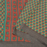 Sanskriti Vintage Cream/Red Sarees Pure Woolen Printed & Woven Sari /Fabric