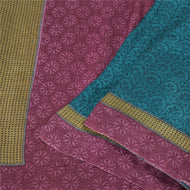 Sanskriti Vintage Purple/Teal Sarees Pure Woolen Printed & Woven Sari /Fabric