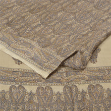 Load image into Gallery viewer, Sanskriti Vintage Ivory Indian Sarees Pure Woolen Block Printed Sari /Fabric
