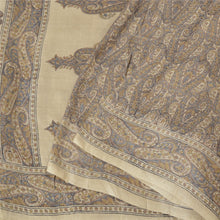 Load image into Gallery viewer, Sanskriti Vintage Ivory Indian Sarees Pure Woolen Block Printed Sari /Fabric
