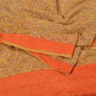 Sanskriti Vintage Mustard/Orange Sarees Pure Woolen Fabric Block Printed Sari