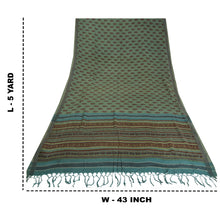 Load image into Gallery viewer, Sanskriti Vintage Blue/Green Sarees 100% Pure Woolen Fabric Printed Woven Sari
