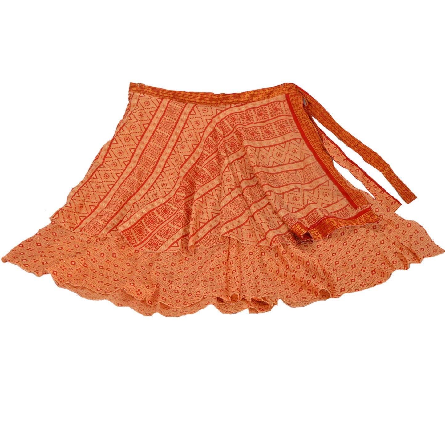 Sanskriti New Pure Cotton Sustainable Fabric Women Wraparound Long Skirt Floral Print Peach