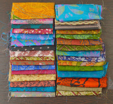 Load image into Gallery viewer, Sanskriti Vintage Recycle Silk Sari Remnants, Fat Quarters, Fabric Squares and Scraps
