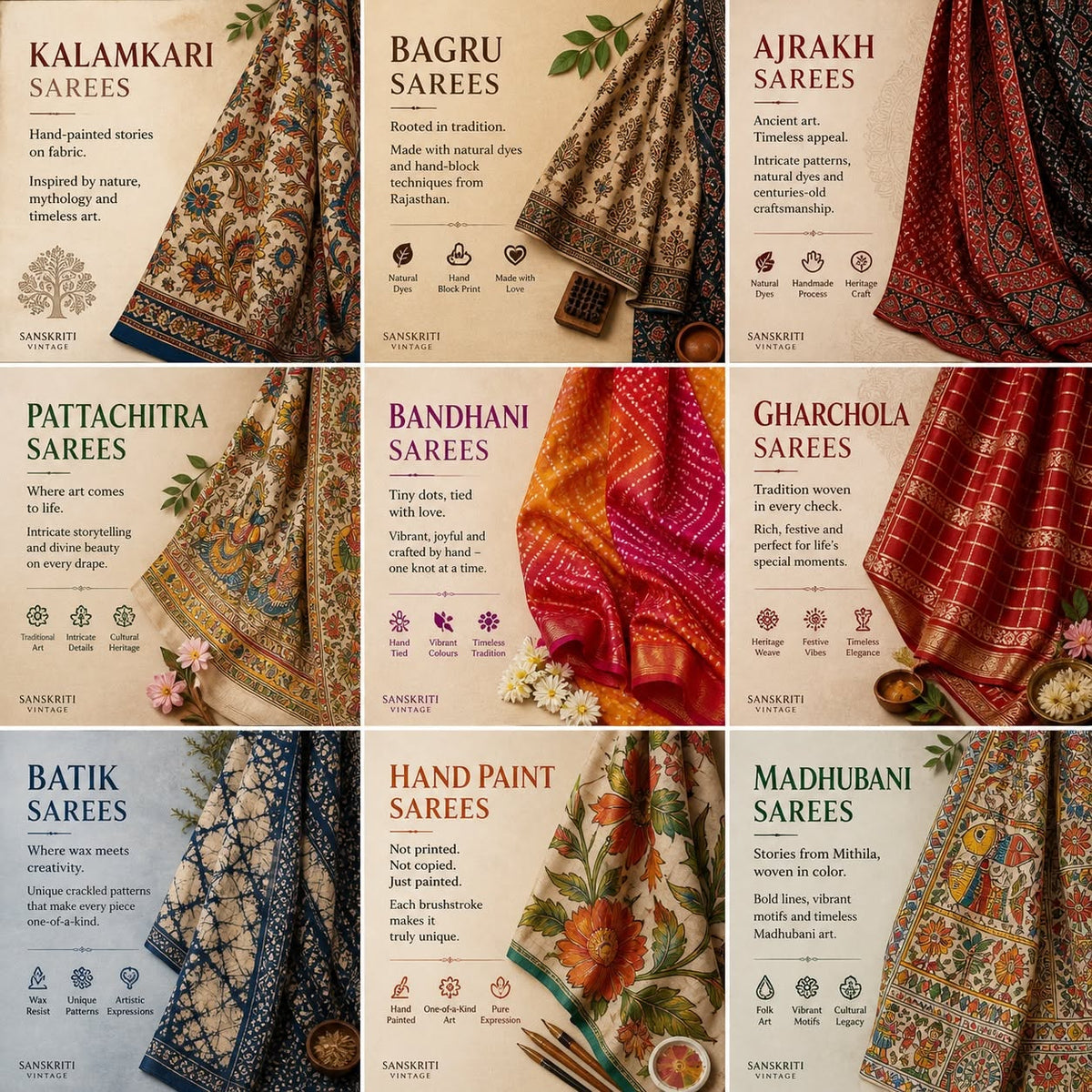 9 Timeless Indian Saree Arts: From Kalamkari to Madhubani