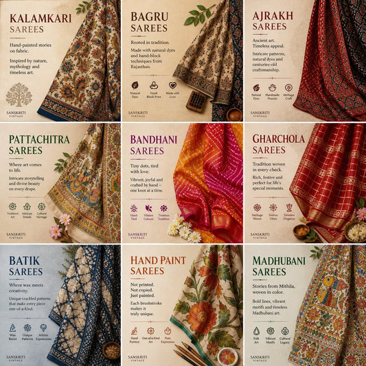9 Timeless Indian Saree Arts: From Kalamkari to Madhubani