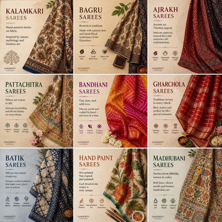 9 Timeless Indian Saree Arts: From Kalamkari to Madhubani