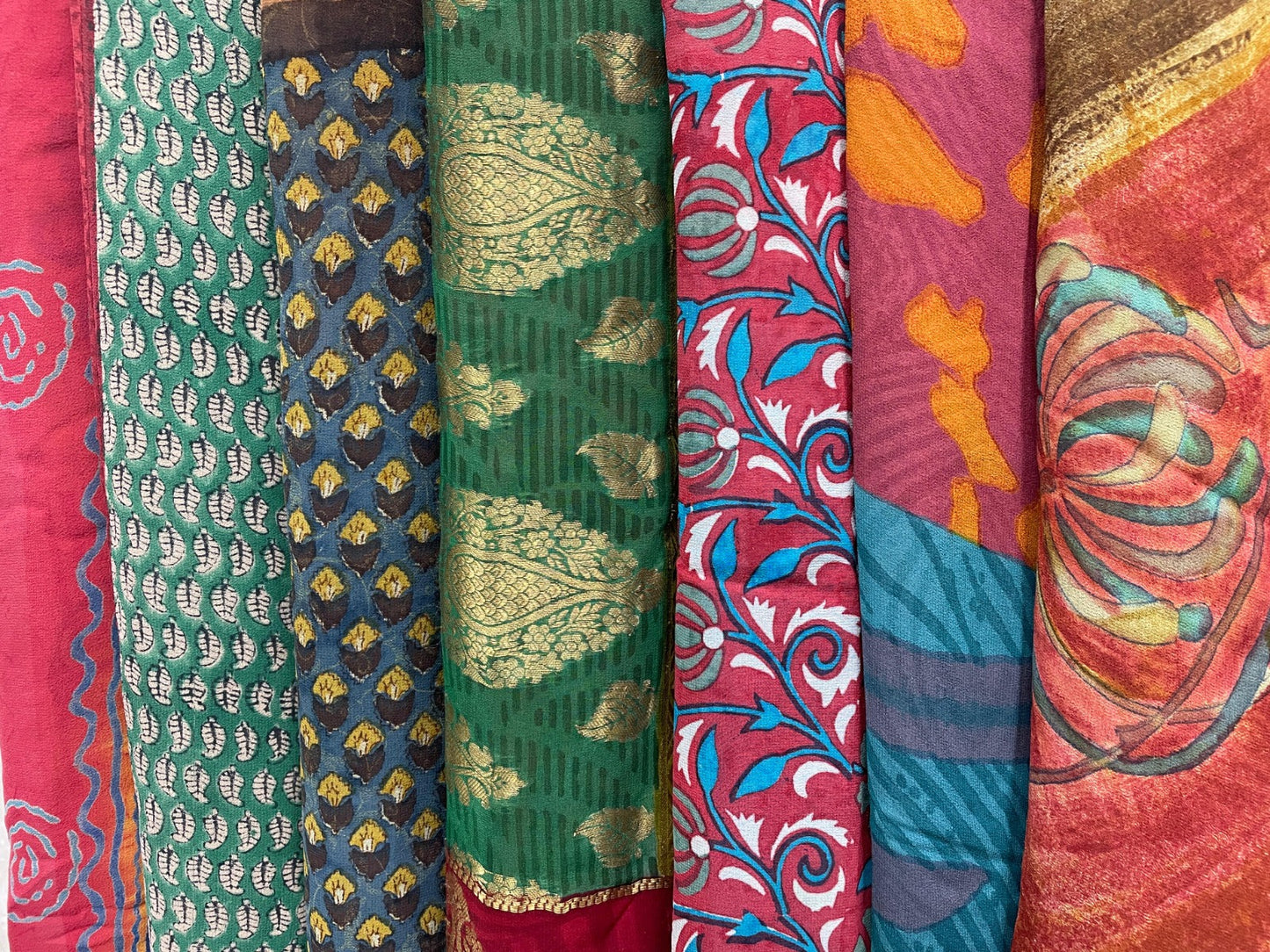 Sustainable Bulk Dupatta Fabric - Sanskriti Vintage Assorted Recycled Georgette Dupatta for Crafts and Projects