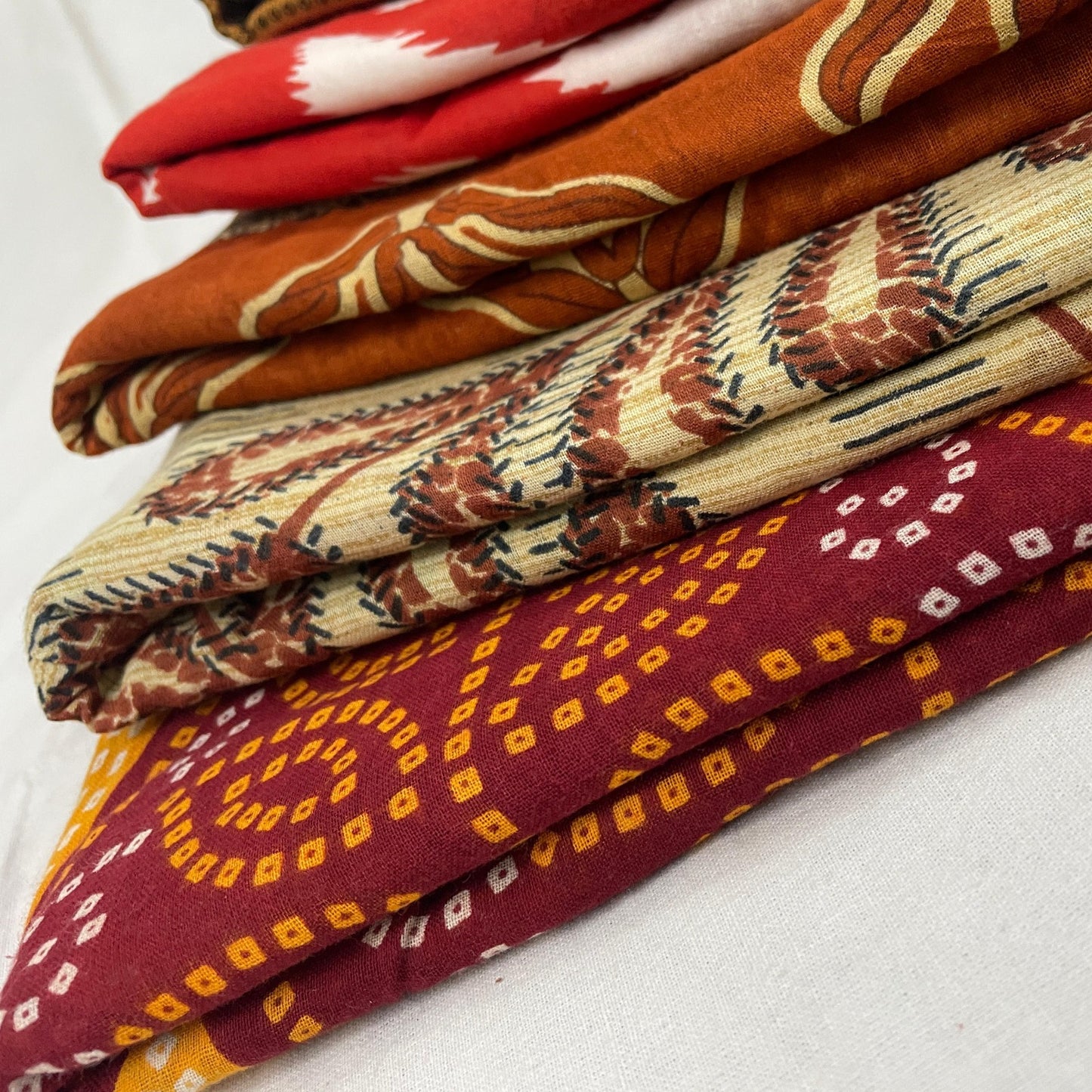 Sustainable Bulk Dupatta Fabric - Sanskriti Vintage Assorted Recycled Cotton Dupatta for Crafts and Projects