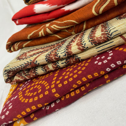 Sustainable Bulk Dupatta Fabric - Sanskriti Vintage Assorted Recycled Cotton Dupatta for Crafts and Projects