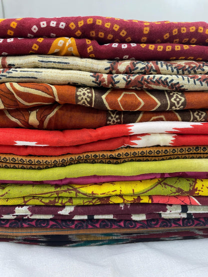 Sustainable Bulk Dupatta Fabric - Sanskriti Vintage Assorted Recycled Cotton Dupatta for Crafts and Projects