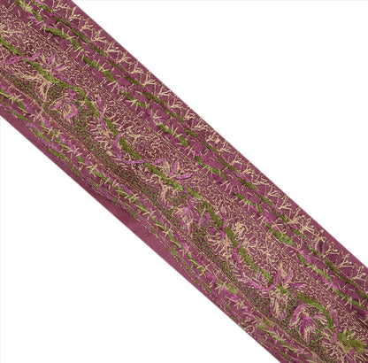 SANSKRITI VINTAGE Border Hand Beaded Craft Trims Interior Lace 1 Yard Pink