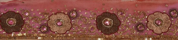 Sanskriti Vintage Saree Border Hand Beaded Indian Craft Trims Lace 1 Yard Pink