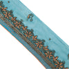Sanskriti Vintage Saree Border Hand Beaded Indian Craft Trims Lace 1 Yard Blue
