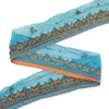 Sanskriti Vintage Saree Border Hand Beaded Indian Craft Trims Lace 1 Yard Blue