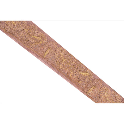 Sanskriti Vintage Saree Border Hand Embroidered Dabka Trims Lace 1 Yard Pink