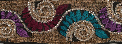 Sanskriti Vintage Saree Border Embroidered Indian Craft Trims Lace 1 Yard Black